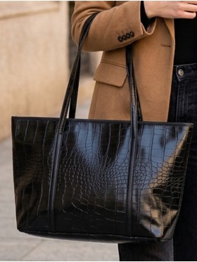 Faux Crocodile Skin Tote Bag 
